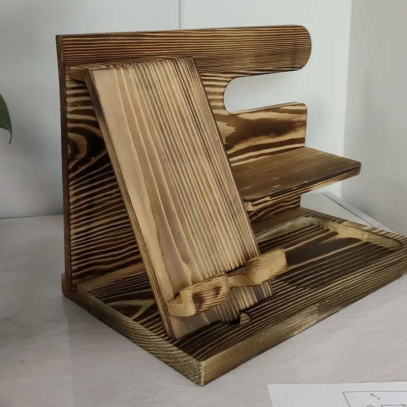 Wooden Phone And Daily Accessory Station - Dark Wood