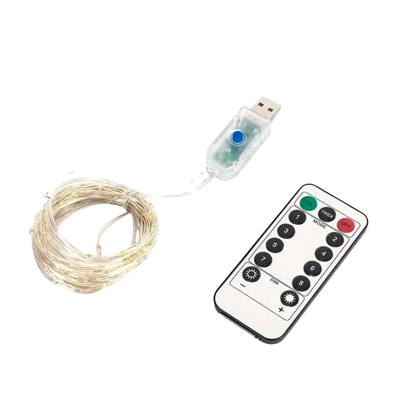 GlowLine 100-LED USB String Light  10m, 8 Modes, Remote-Controlled - Multicolor