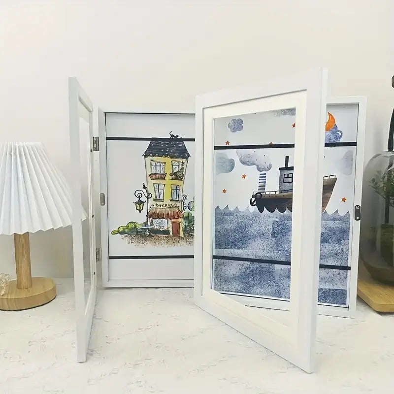 Front Opening Wooden Art Display Frame-White