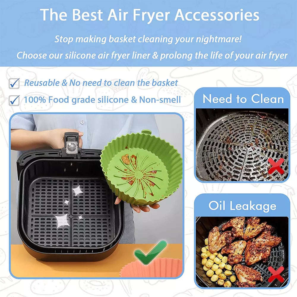 20cm Air Fryer Silicone Plate With Handle-BLUE