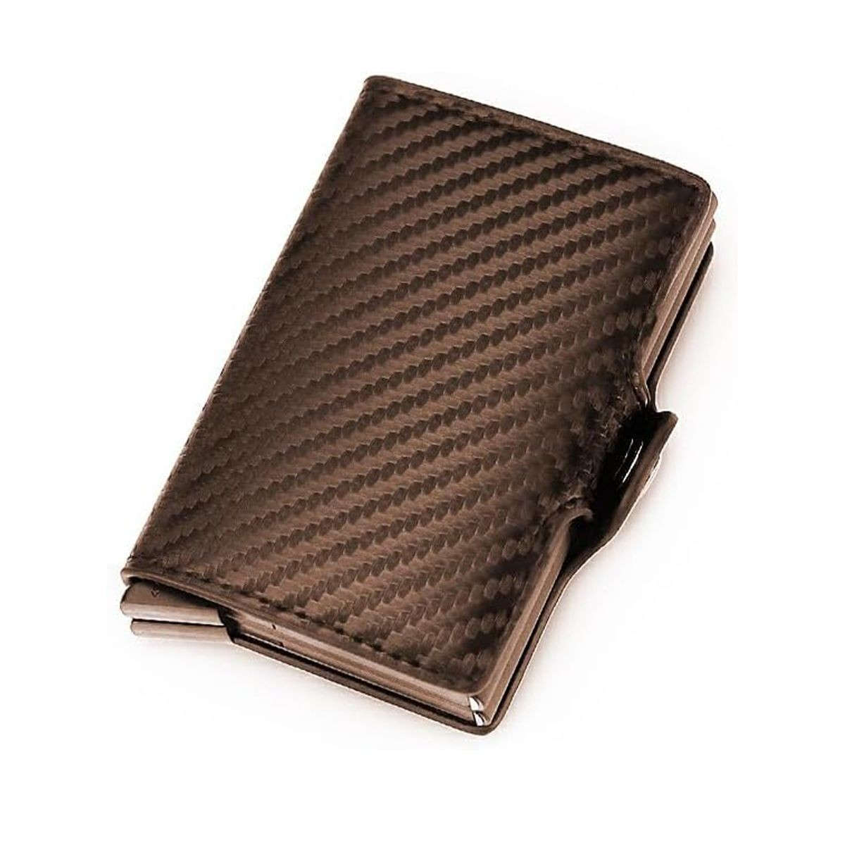 Double Carbon Fiber RFID Pop Up Card Holder Wallet-Black