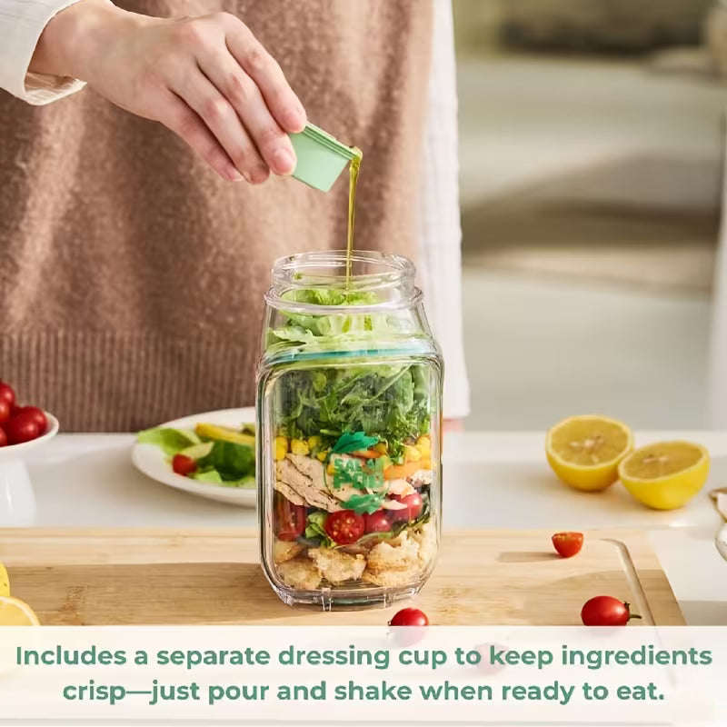 Tritan Salad Pod  Leakproof Food Storage Jar with Dressing Capsule