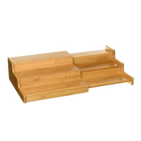 Natural Bamboo Spice Rack  3-Tier Extendable Kitchen Organizer