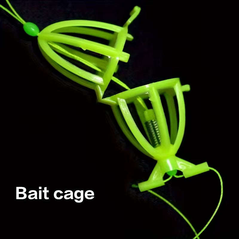 Fishing Bait Atomizer Cage Feeder Set  4-Pack with Dual Hooks