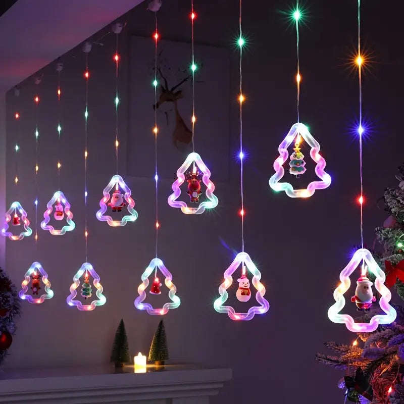 FestivaGlow Christmas Curtain String Lights  3M, 120 LEDs, USB Powered, Remote Controlled