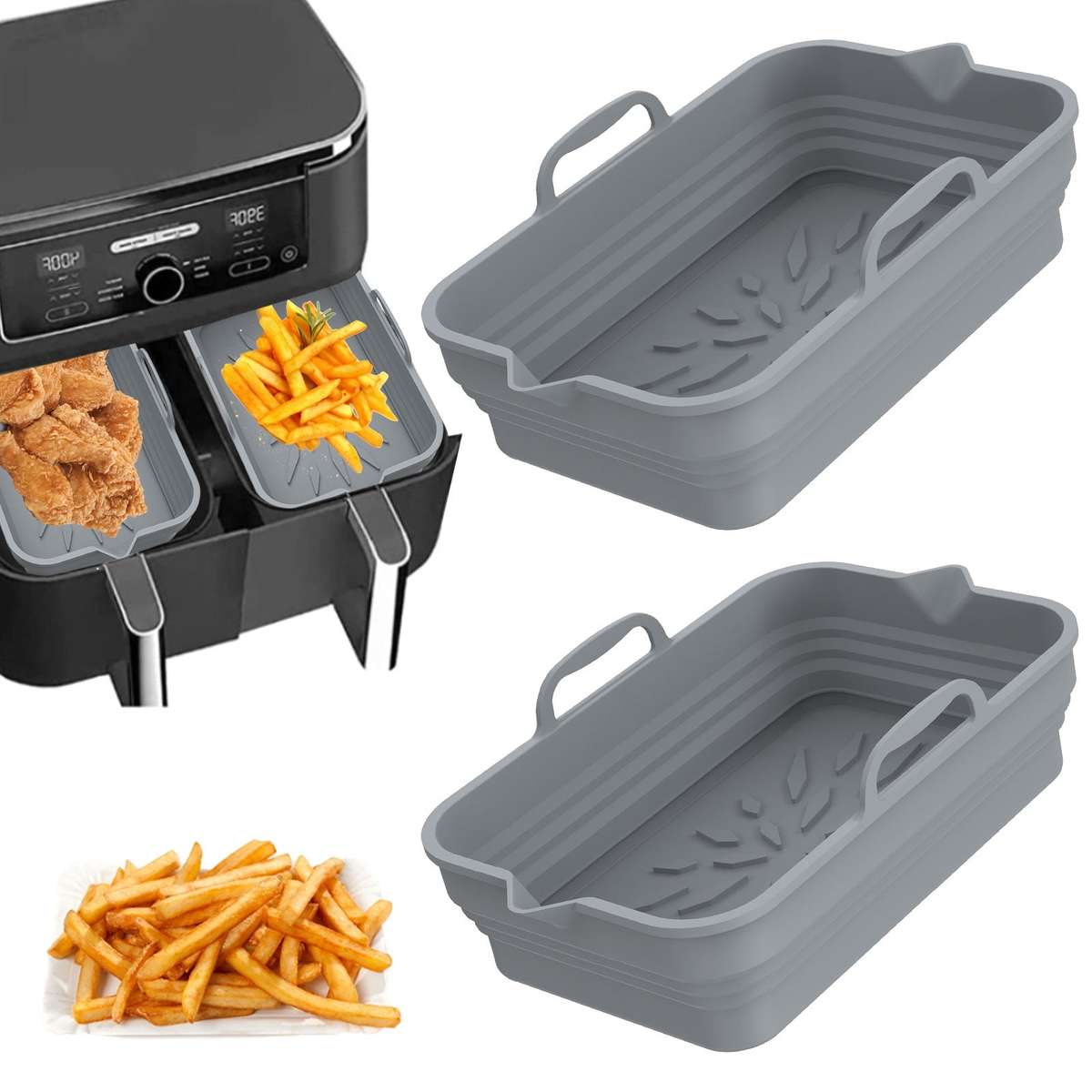 Rectangular Foldable Silicone Tray-Grey