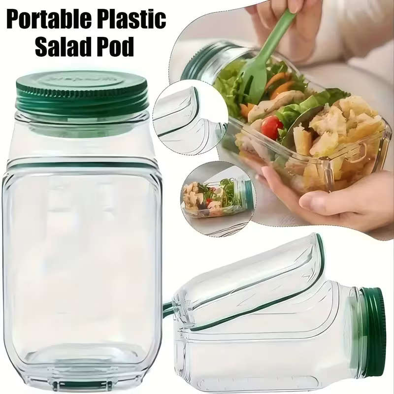 Tritan Salad Pod  Leakproof Food Storage Jar with Dressing Capsule
