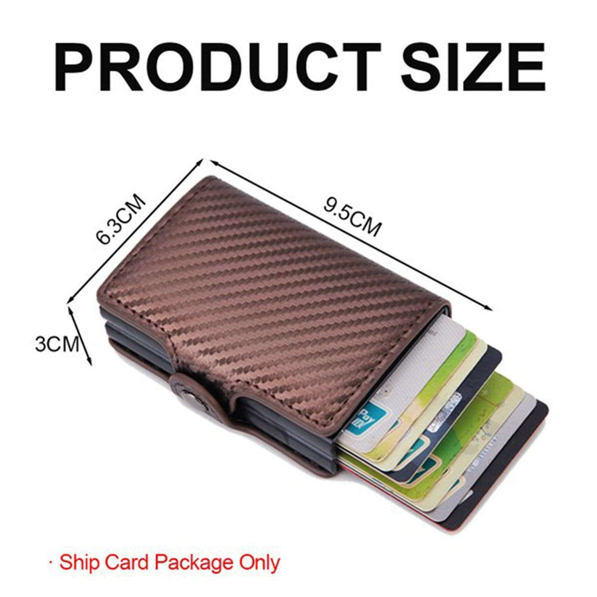 Double Carbon Fiber RFID Pop Up Card Holder Wallet-Black