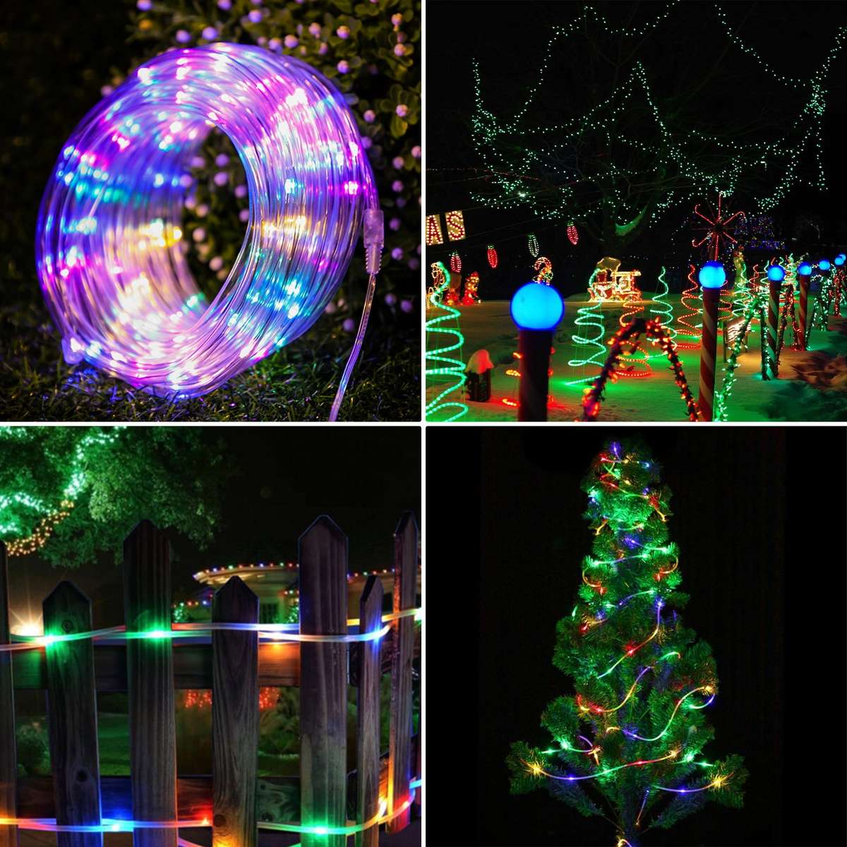 Solar Outdoor PVC Tube String Light -  200 LEDs, Copper Wire, IP65 Waterproof - Multicolor / 10m