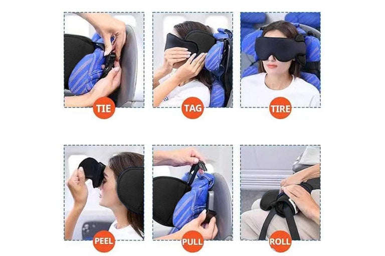 StableSleep Travel Pillow with Eye Mask