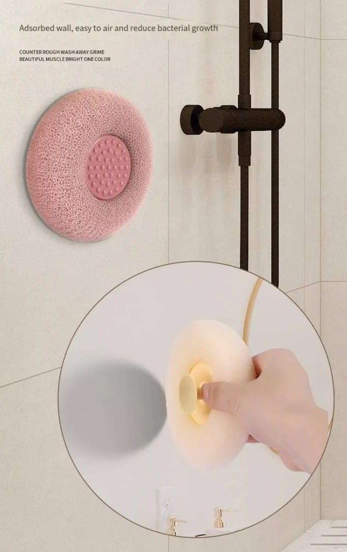 Body Loofahs  Shower Bath Exfoliating Scrubbers with Suction Cup - White