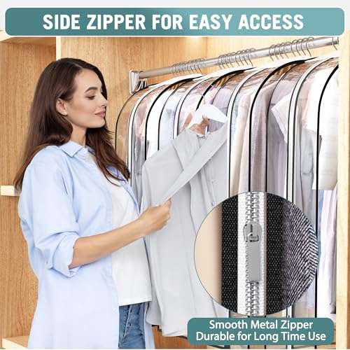 Clear Gusseted Garment Bags for Hanging Clothes - Meduim