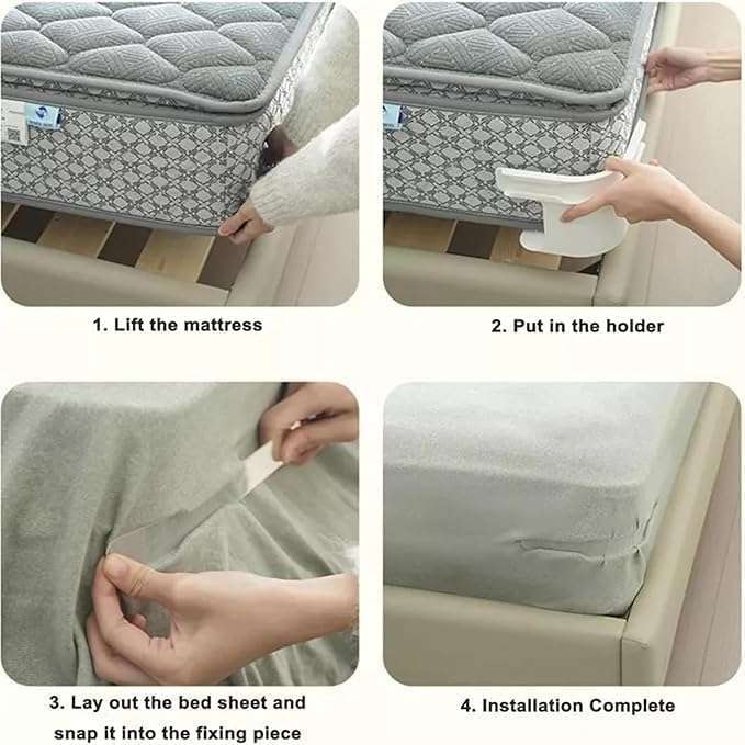 Bed Sheet Holder  Corner Locking Clips - White