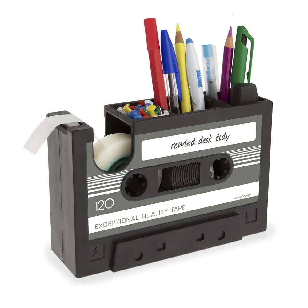 Retro Cassette Tape Dispenser &, Stationery Holder - Pink