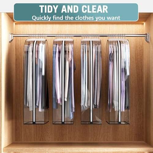 Clear Gusseted Garment Bags for Hanging Clothes - Meduim