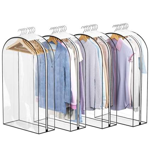 Clear Gusseted Garment Bags for Hanging Clothes - Meduim