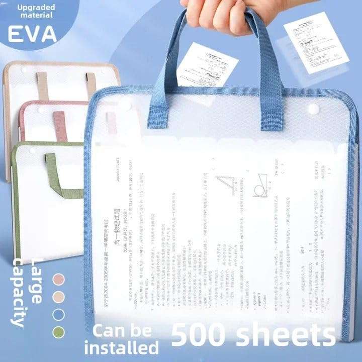 Transparent 13 Pocket A4 Carry Bag - Blue