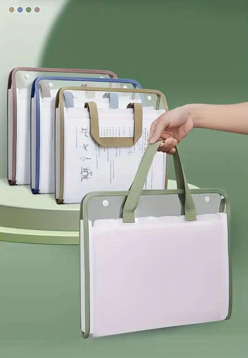 Transparent 13 Pocket A4 Carry Bag - Blue