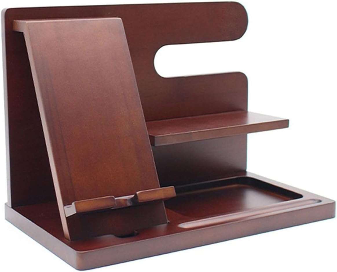 Wooden Phone And Daily Accessory Station - Dark Wood