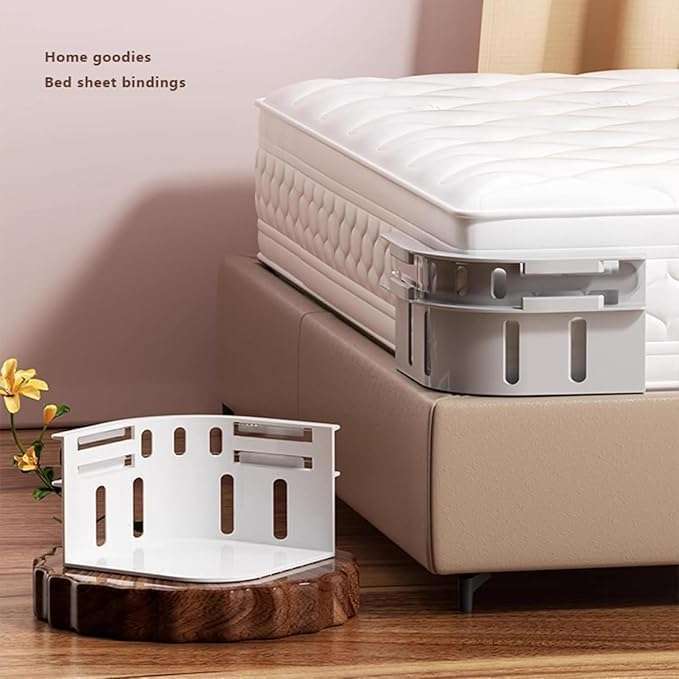 Bed Sheet Holder  Corner Locking Clips - White
