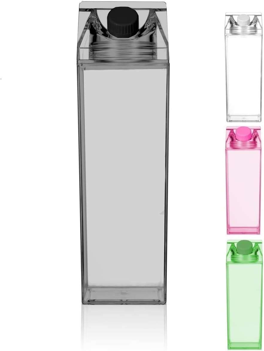 Fun Milk Carton Water Bottle - Colour 500ml/Black