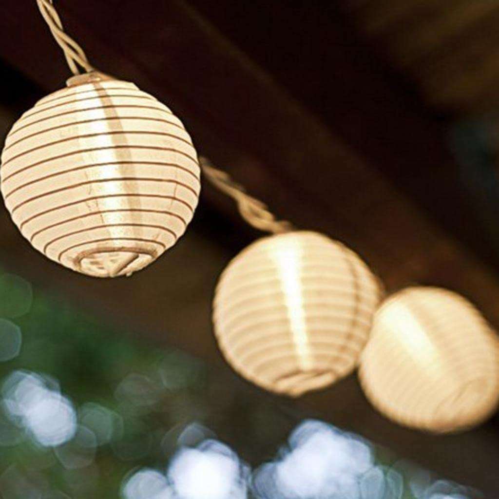Solar Chinese Lantern String Lights - 5m/Warm White