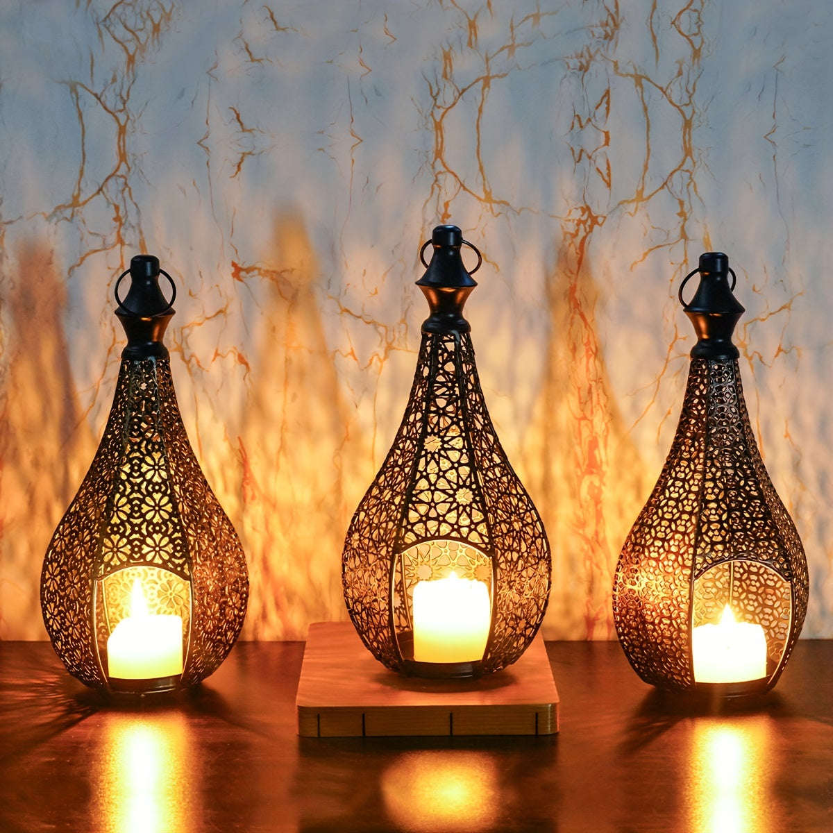 KasbahGlow Moroccan Metal Lantern Candle Holder-Silver