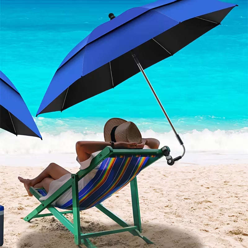 Beach Umbrella with 360° Adjustable Clamp - Red
