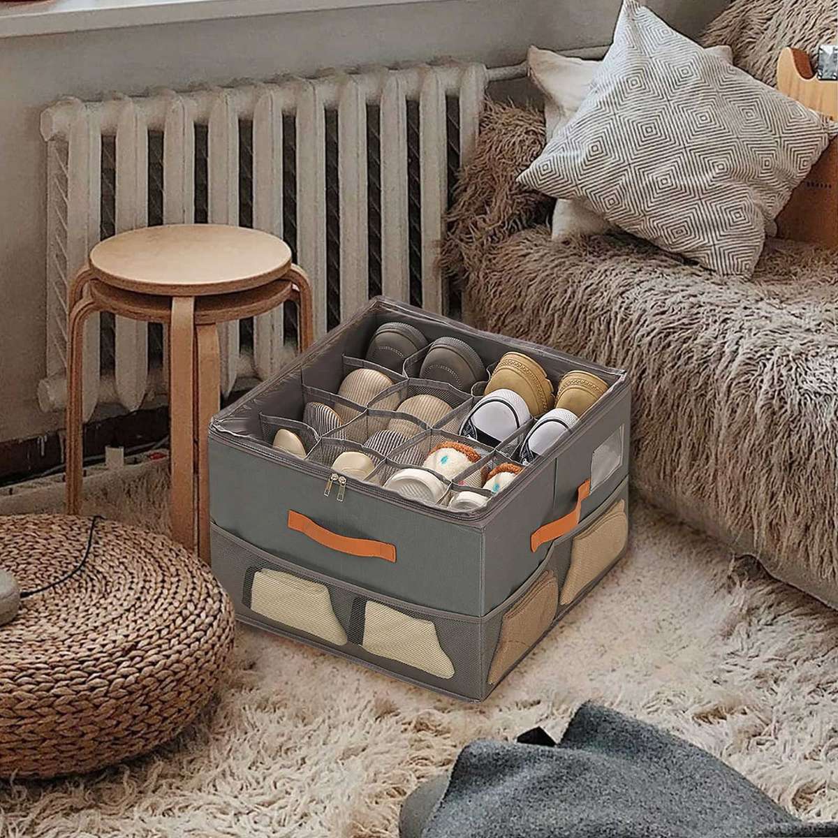 Home Textile Storage Organizer  Foldable with Side Pockets