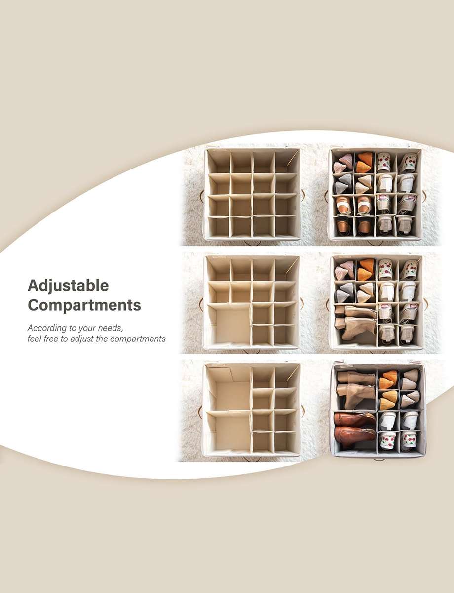 Foldable Shoe Cubby Organizer  Holds Up to 16 Pairs