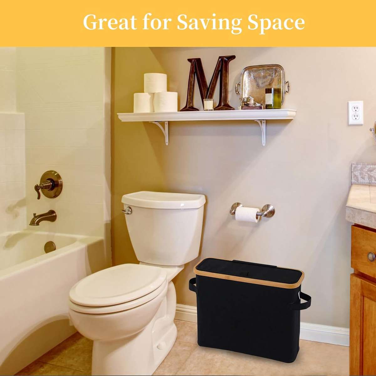 HideAway Bamboo Toilet Paper Storage Bin - Grey
