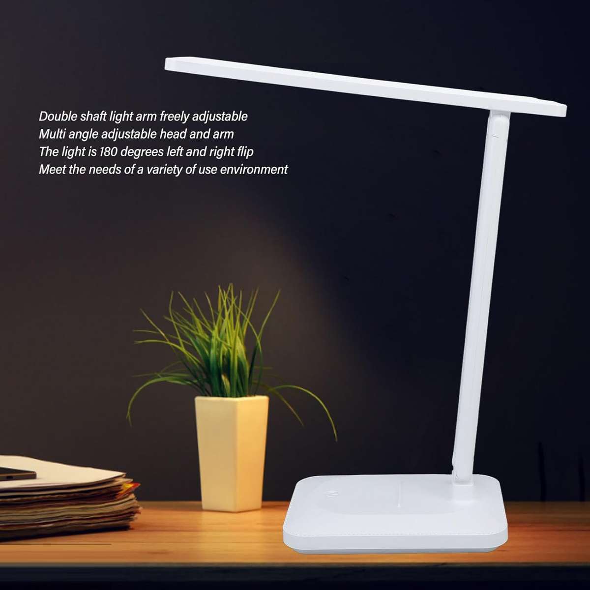 LED Eye Protection Desk Lamp  USB Powered, Anti-Glare, Compact Design - Blue