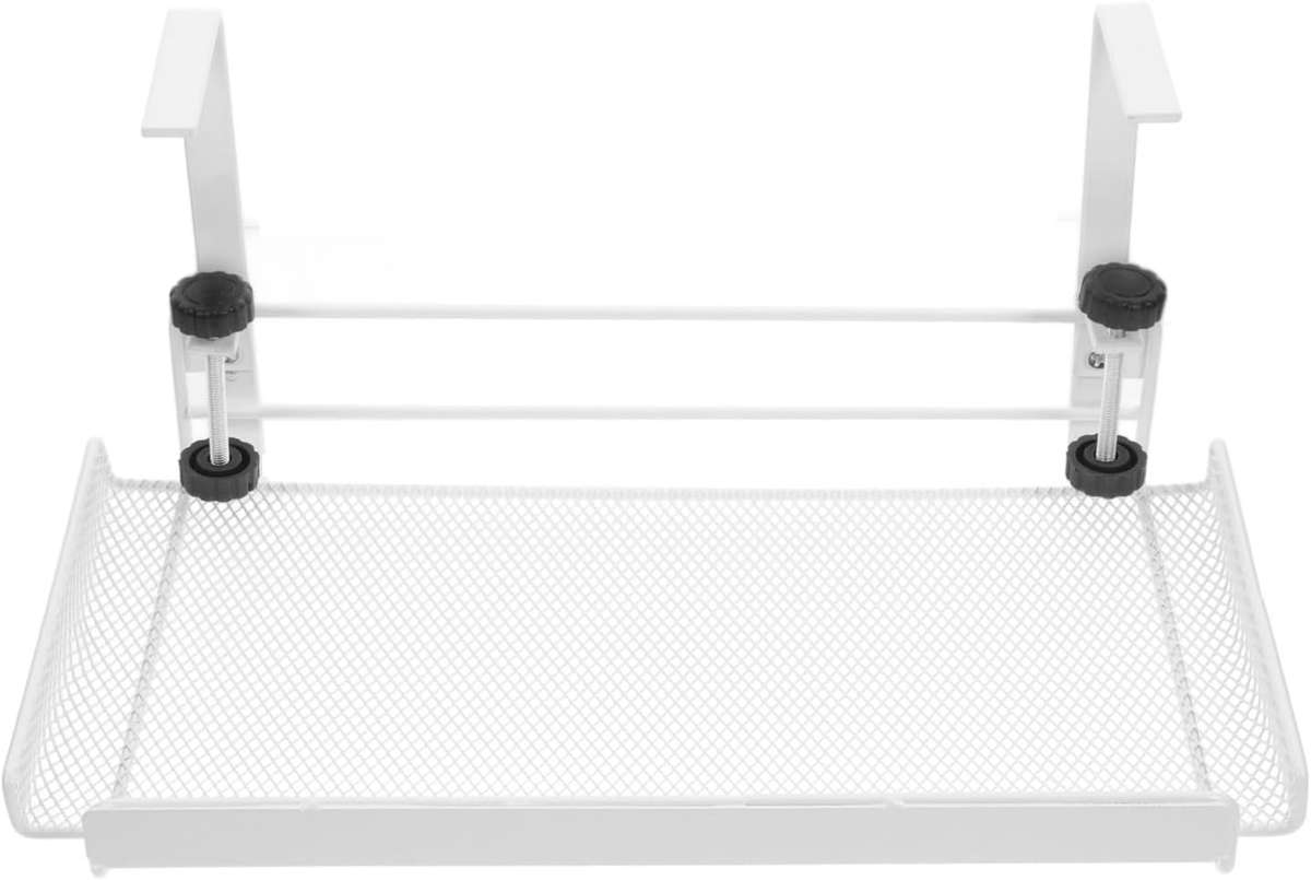 Clamp-on Under Desk Storage Basket - White