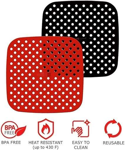 easiClean Reusable Air Fryer Mat - Square/Grey