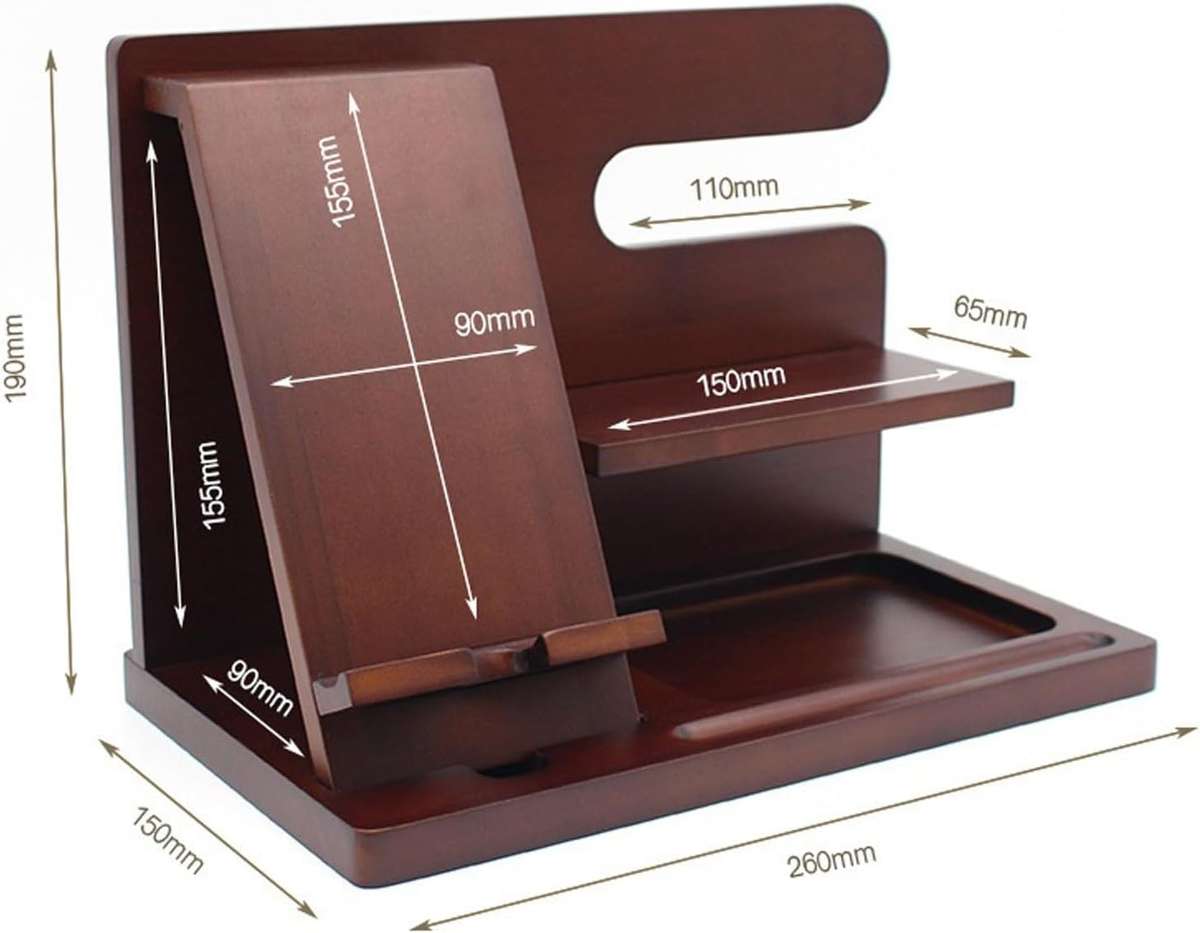 Wooden Phone And Daily Accessory Station - Dark Wood