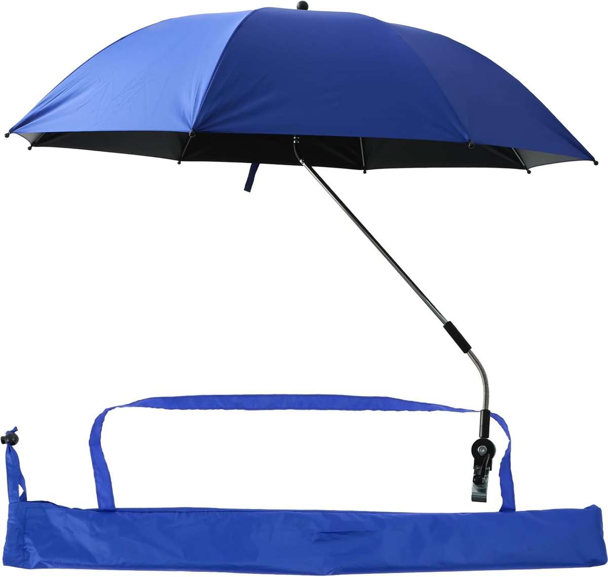 Beach Umbrella with 360° Adjustable Clamp - Red