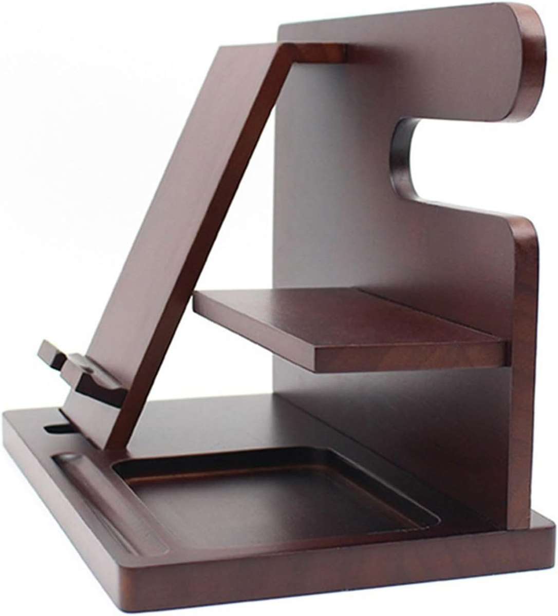 Wooden Phone And Daily Accessory Station - Dark Wood