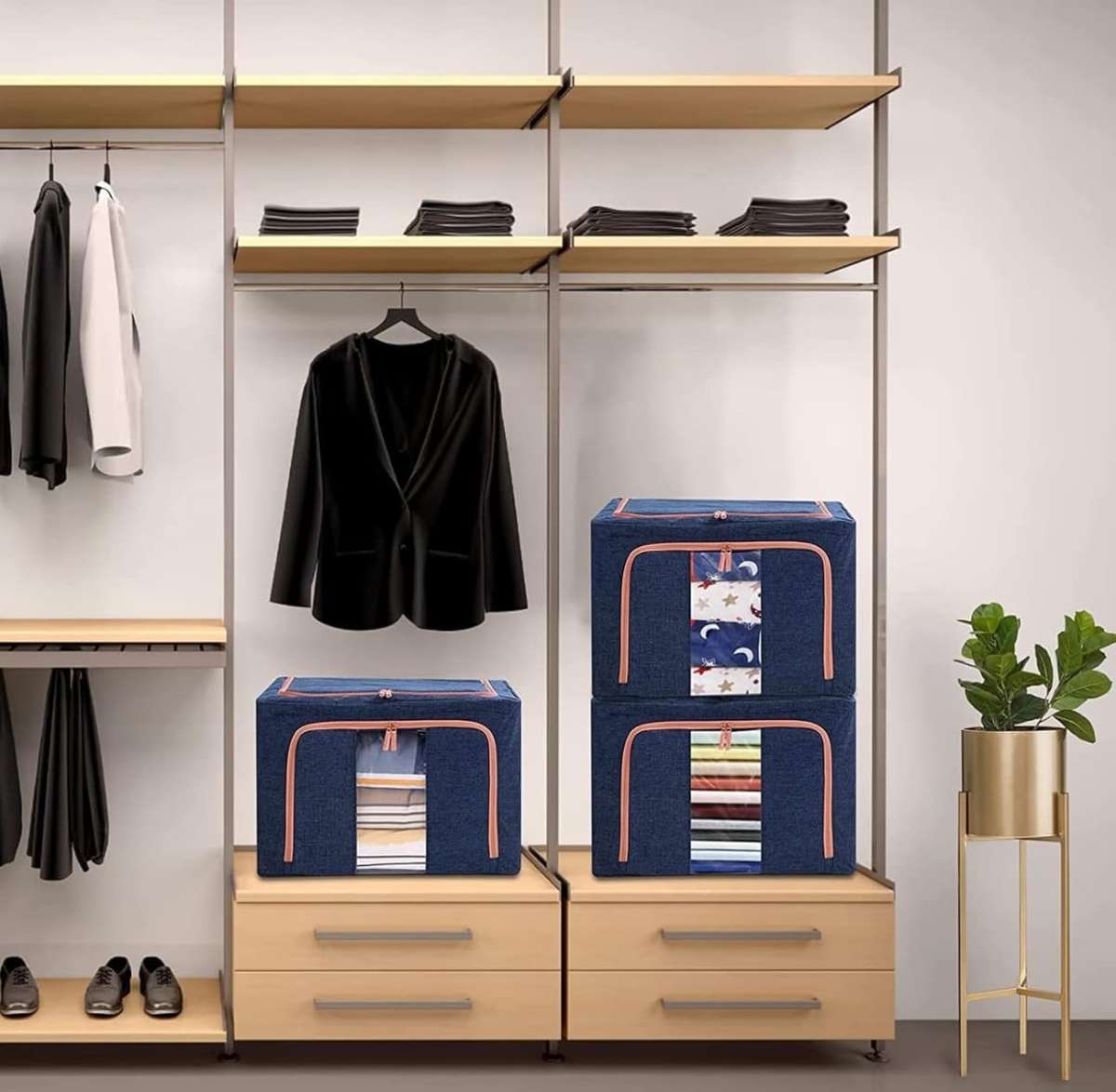 64l Foldable Clothes Storage Box - Navy