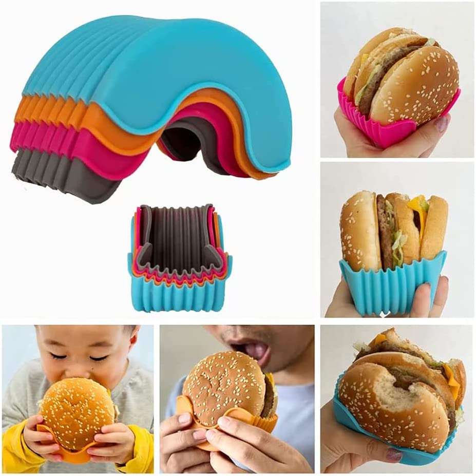 4 Pack - Reusable Silicone Hamburger Box