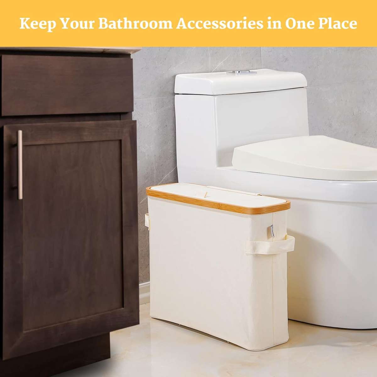 HideAway Bamboo Toilet Paper Storage Bin - Grey