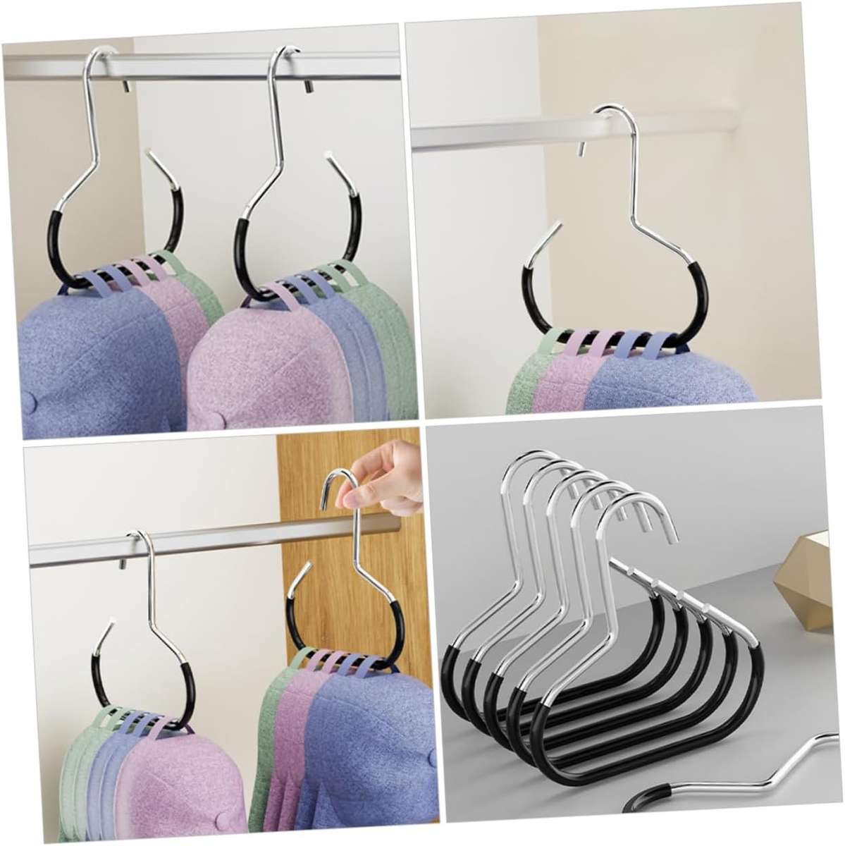 Black Metal Hanger - Cap, Scarf Tie Hangers - 5 pack