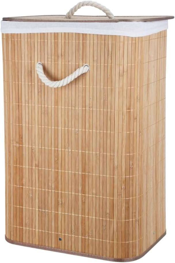 Bamboo Laundry Basket  Natural Breathable Storage Bin for Bathrooms & Bedrooms 