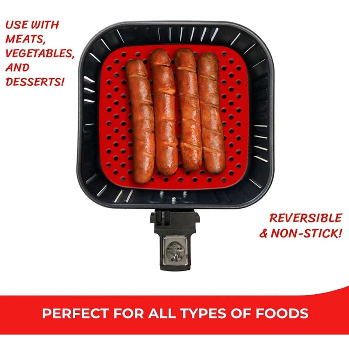 easiClean Reusable Air Fryer Mat - Square/Grey