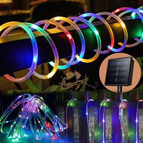 Solar Outdoor PVC Tube String Light -  200 LEDs, Copper Wire, IP65 Waterproof - Multicolor / 10m