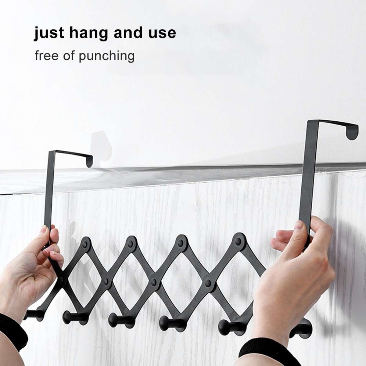 Over-The-Door Hook  Foldable Coat Rack, Heavy-Duty Stainless Steel 6 Hooks