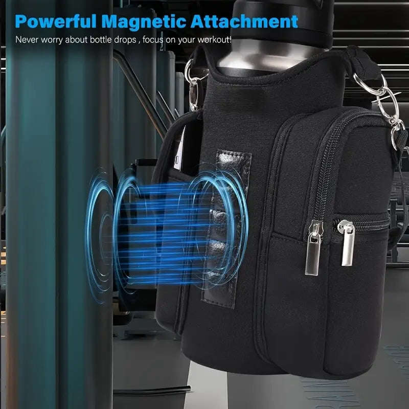 Magnetic Water Bottle Gym Sleeve - Black