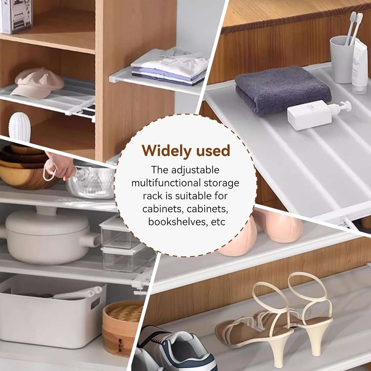 Tension Shelf Expandable Storage Rack  Adjustable Closet Cabinet Divider (29 cm  47.5 cm)