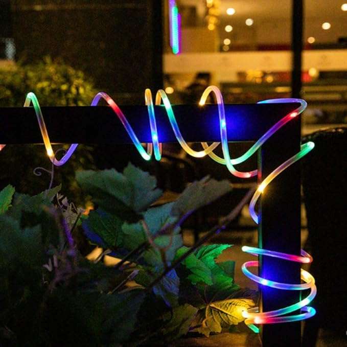 Solar Outdoor PVC Tube String Light -  200 LEDs, Copper Wire, IP65 Waterproof - Multicolor / 10m