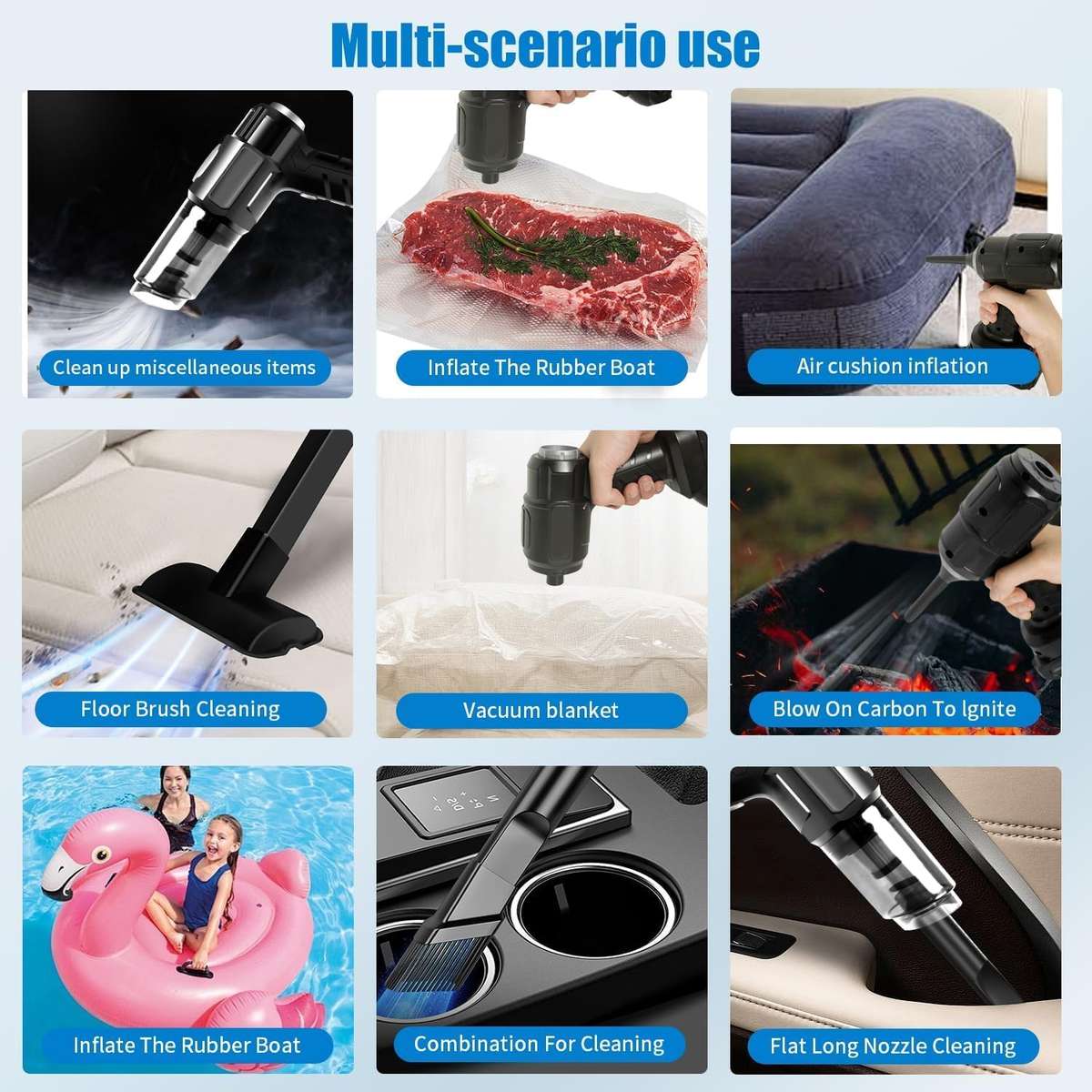 Handheld Cordless Vacuum Cleaner  Compact, Powerful Suction, 6000 mAh Battery, USB Rechargeable