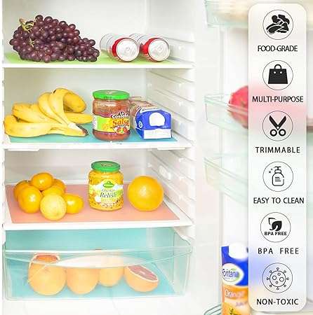 Anti-Slip Easy Clean Fridge Liners 4pc/Pink